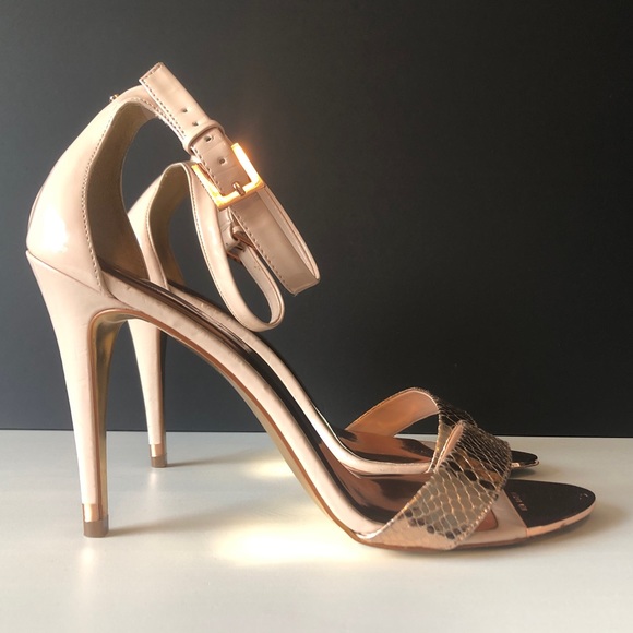 Ted Baker Pink/Nude/Rose Gold Ankle Strap Sandals Heels US 10.5 / EU 41 - Picture 3 of 11